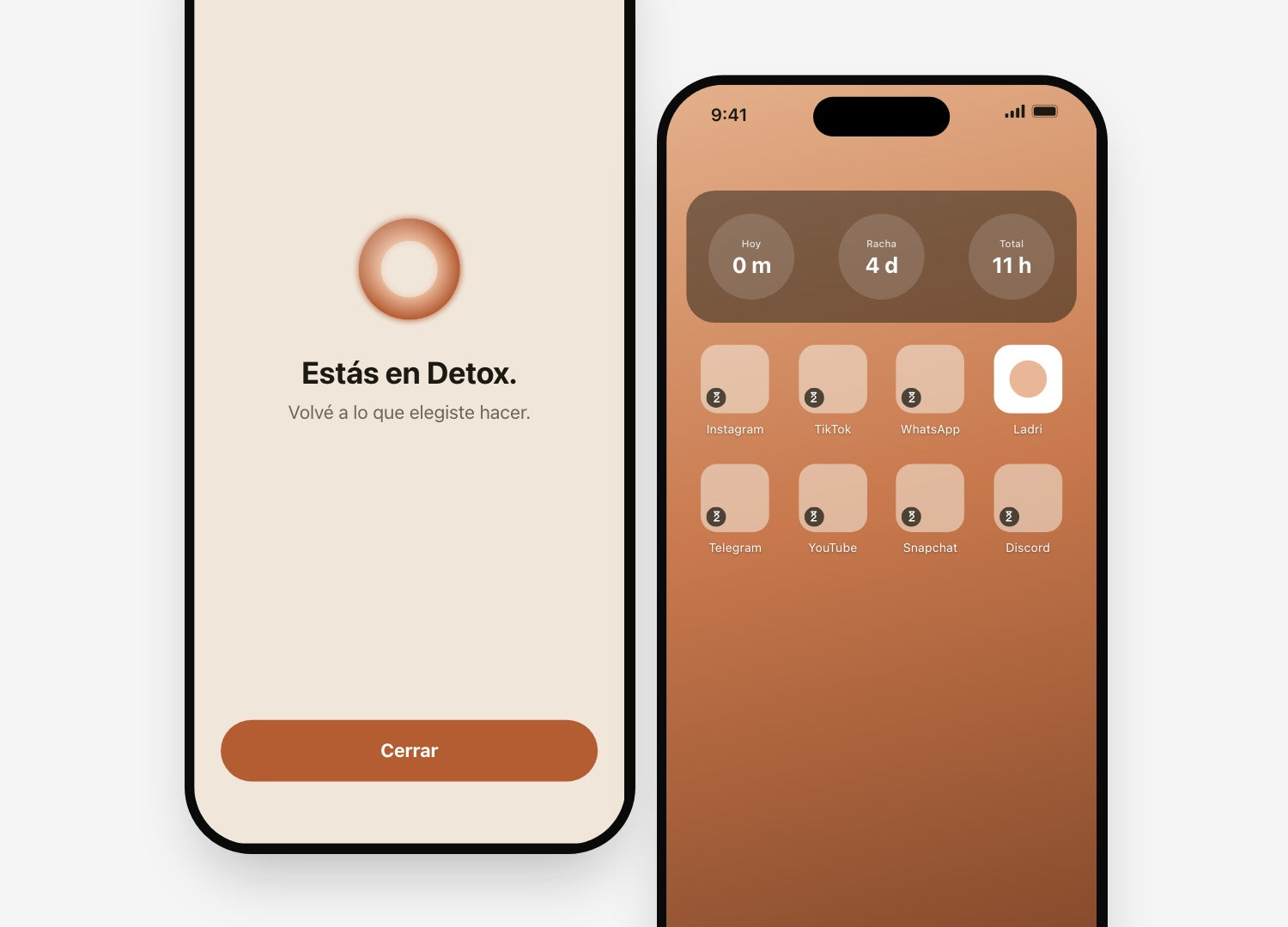 Pantalla de bloqueo de Ladri y apps bloqueadas en el inicio del iPhone